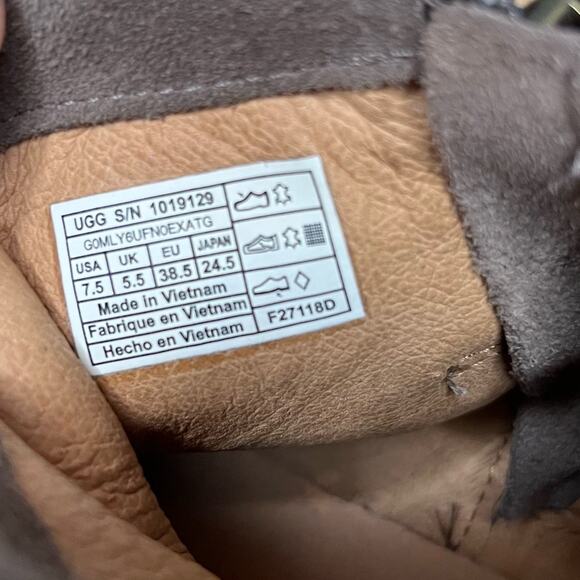 UGG Reid Moc Bootie Suede Ankle Boot Tan Slate Wrap Lace Boho Women’s Size 7.5 - Picture 11 of 11